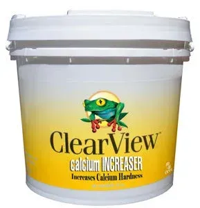 A bucket of clearview calcium increaser increases calcium hardness