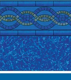 A swimming pool with a blue tile border and a blue water surface.