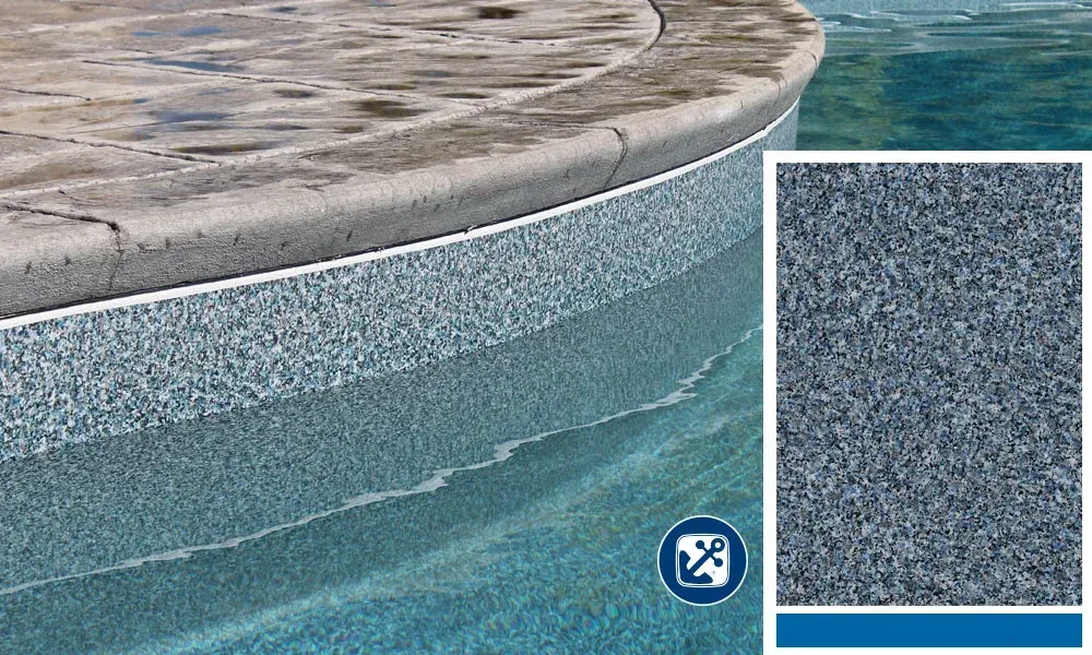 A picture of a swimming pool with a picture of the bottom of the pool.