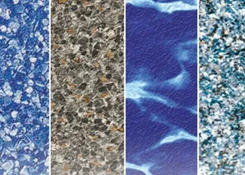 A collage of four different types of swimming pool liners