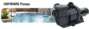 A picture of a hayward pump next to a swimming pool.