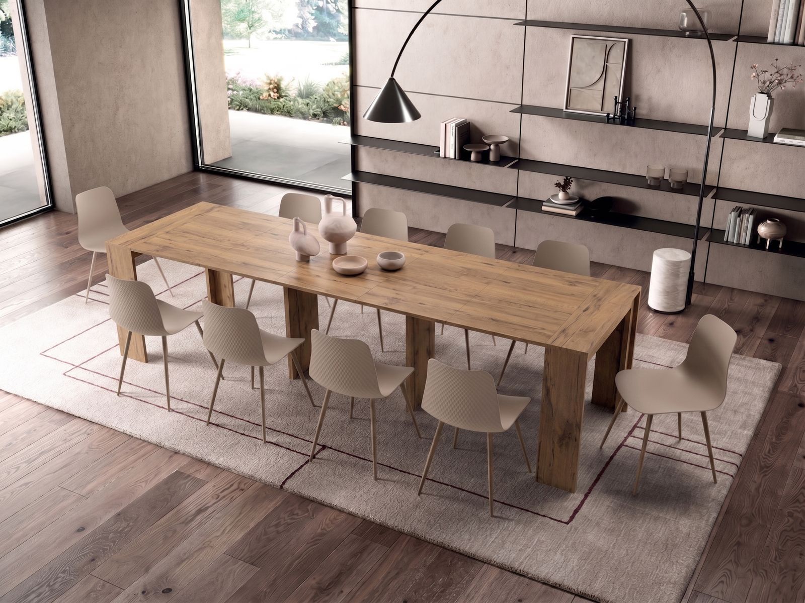 Cucina moderna Made in Italy con isola in pietra chiara
