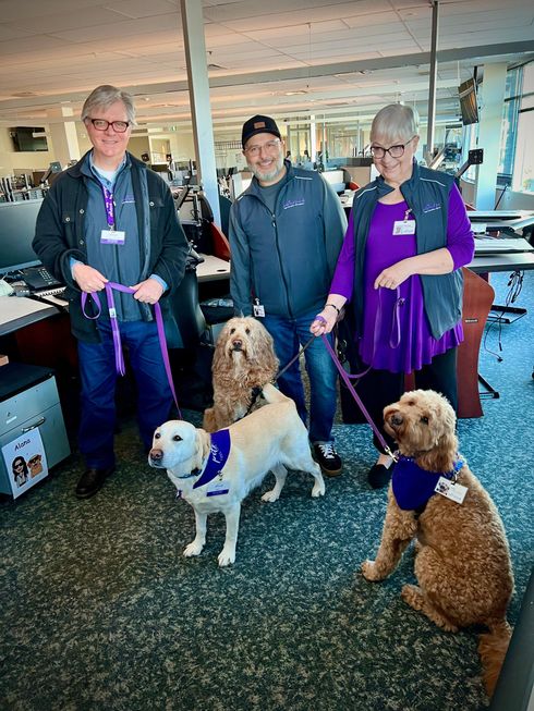 Richard & Spot, Farzad & Jasper, and Marnelle & Arlo Visiting BC Ambulance Services