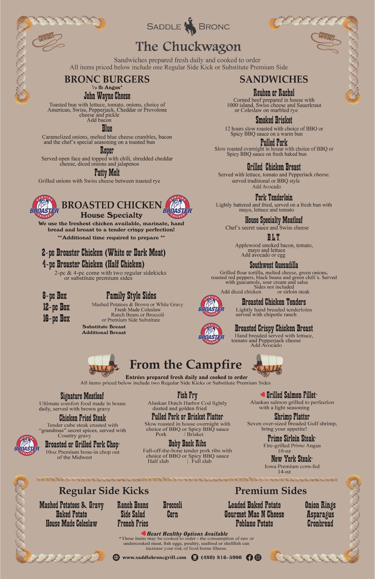 Menu for the