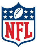 NFL logo: blue shield with white stars and football, red 