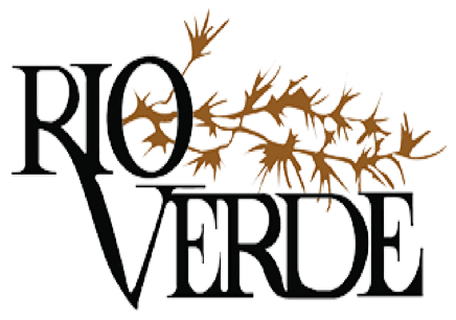 Rio Verde logo with black text and a brown branch design.