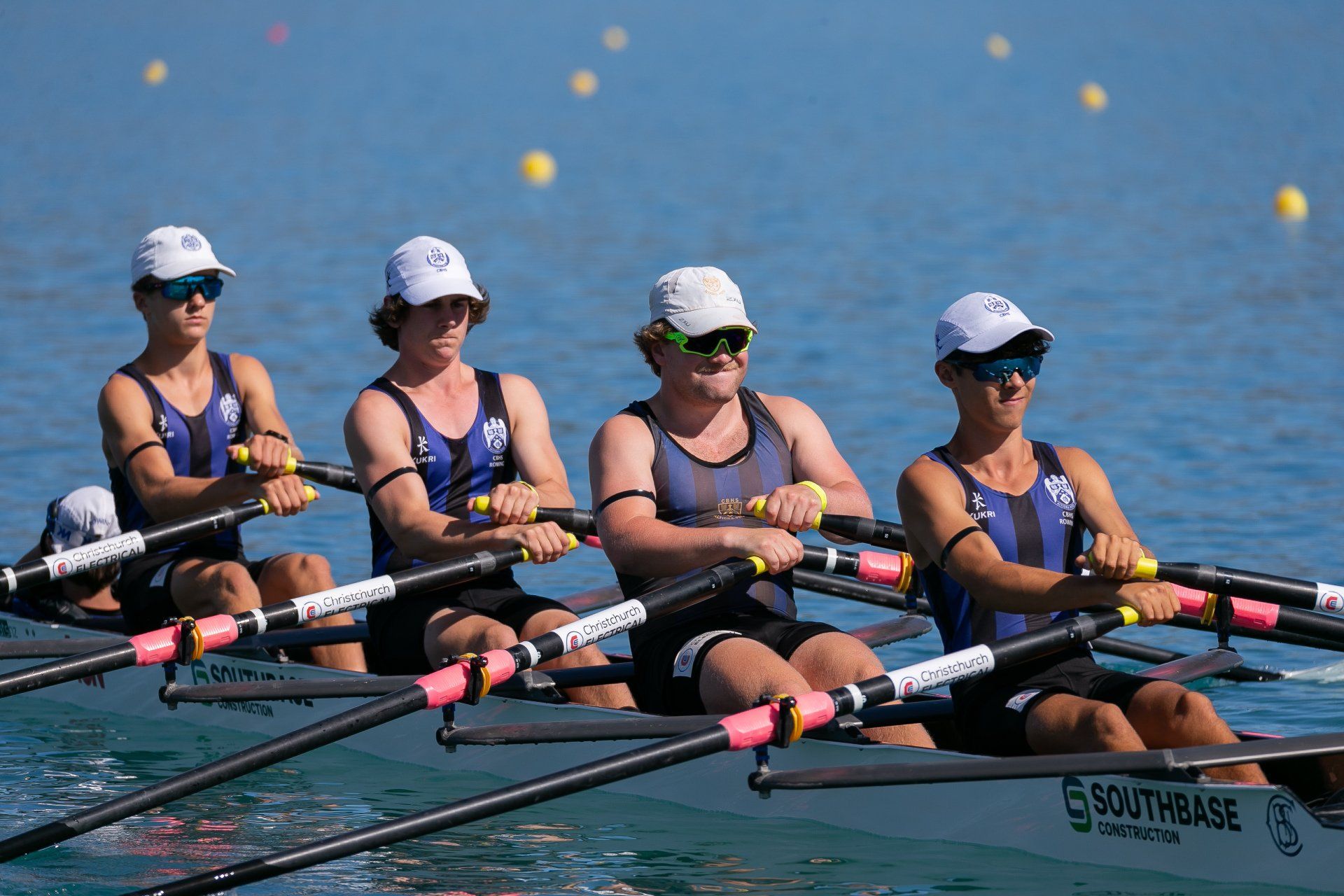 Christchurch Boys Rowing Team in Christchurch Electrical sponsored boat