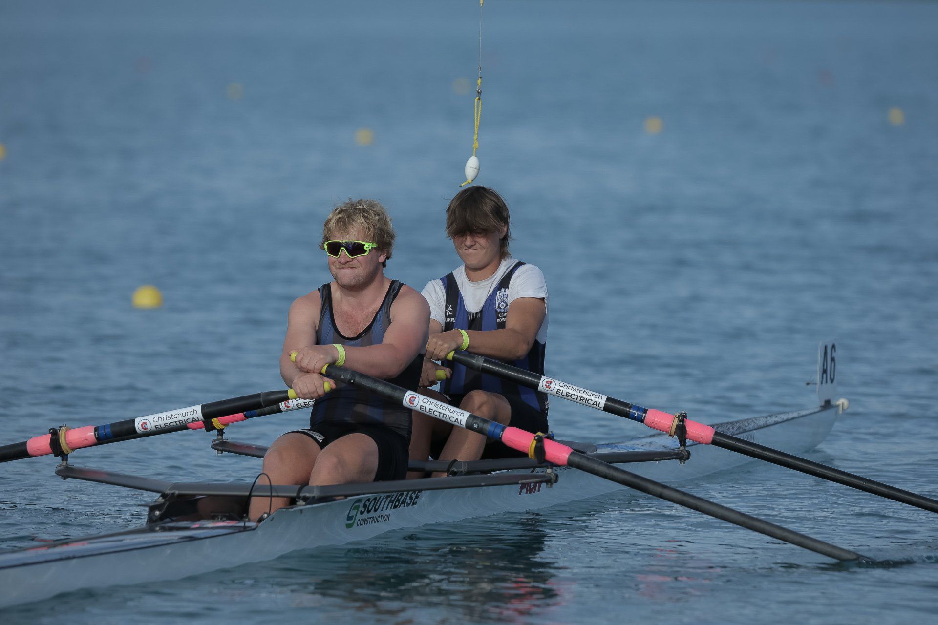 Christchurch Boys Rowing Team in Christchurch Electrical sponsored boat