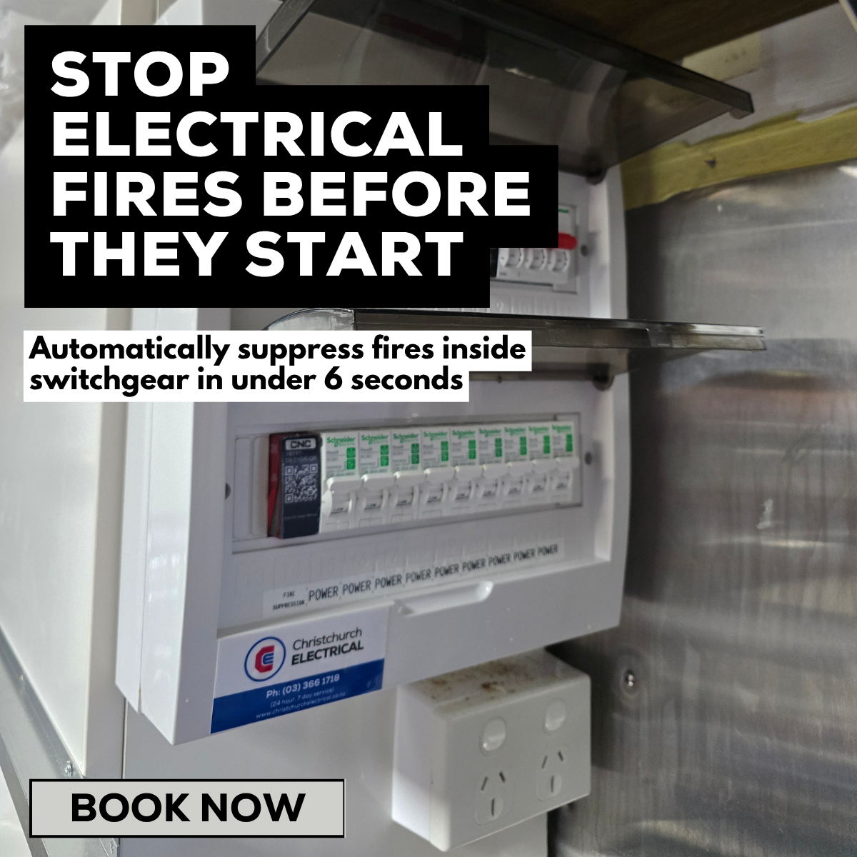 Modern switchboard with CNC fire suppression installed.