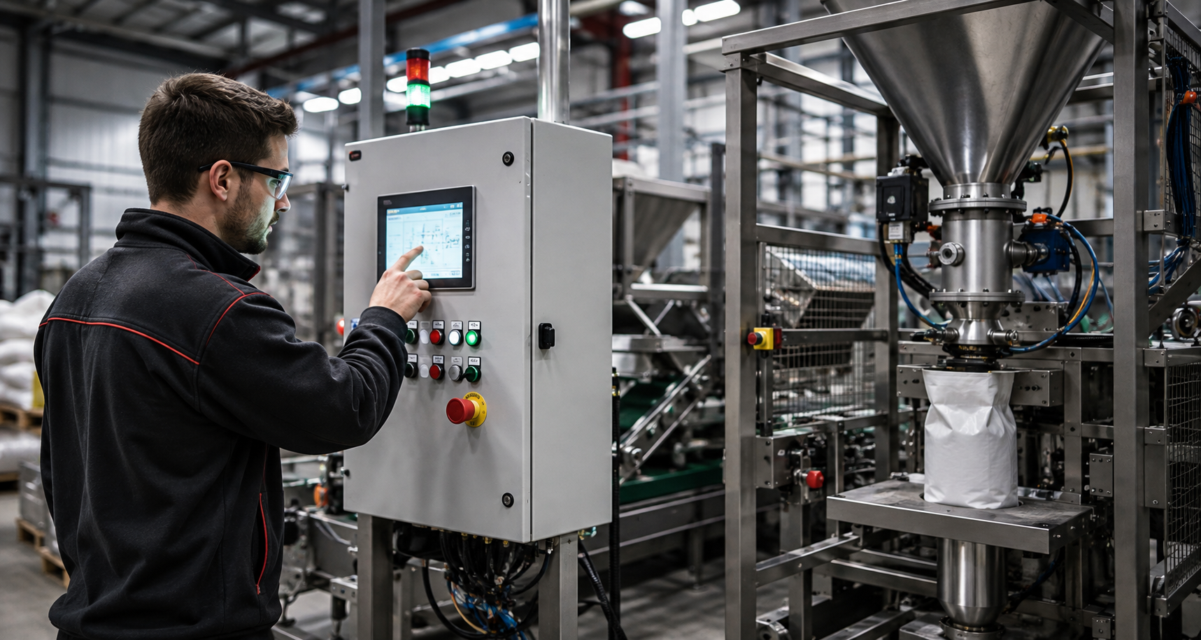 Industrial technician using machinery