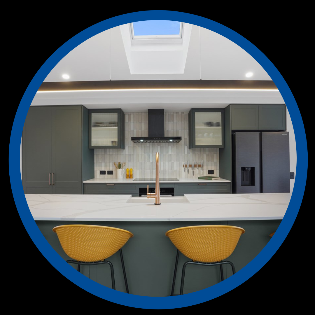 Kitchen with feature strip light. Electrical work completed by Christchurch Electrical.