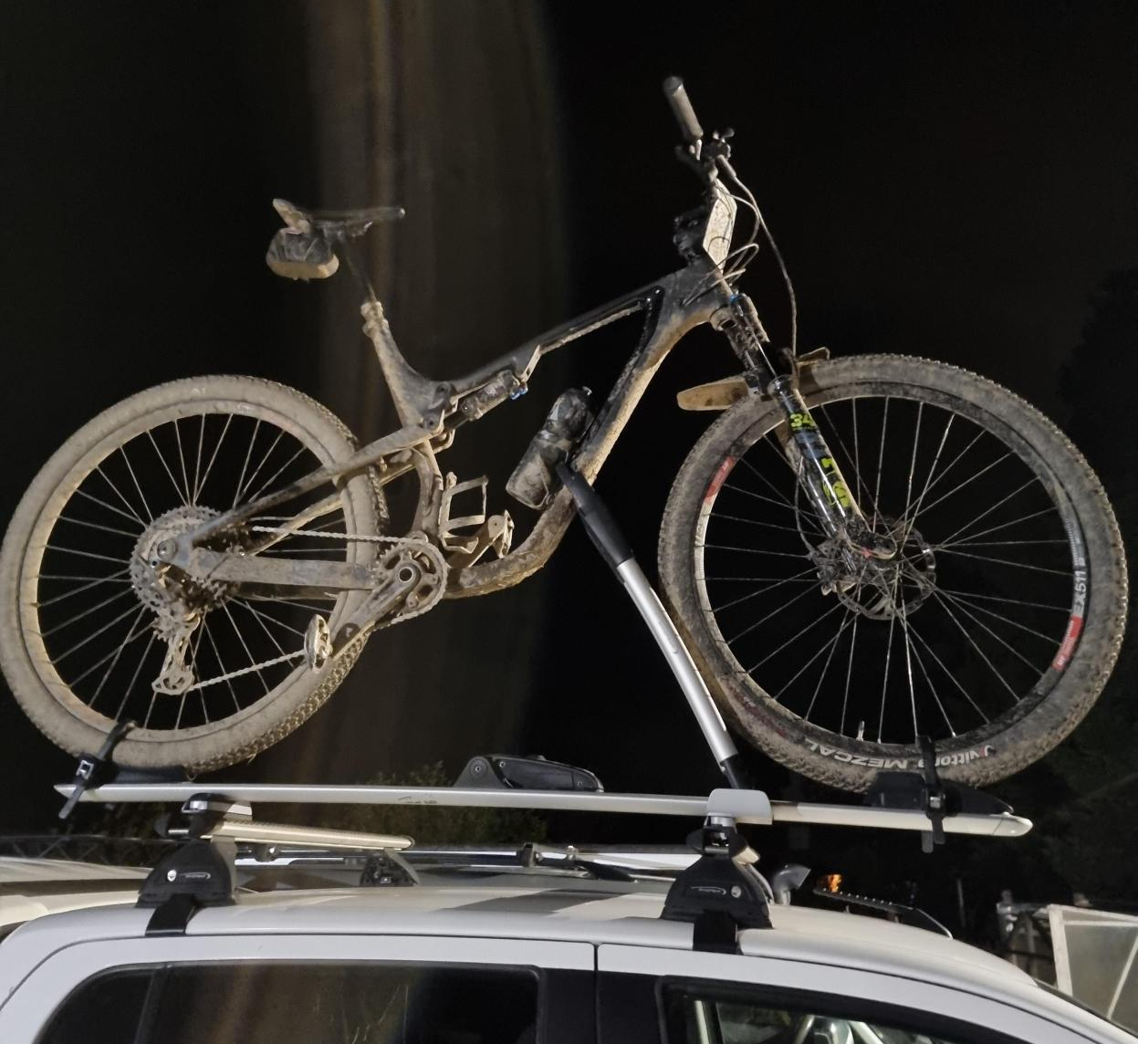 Muddy mountain bike