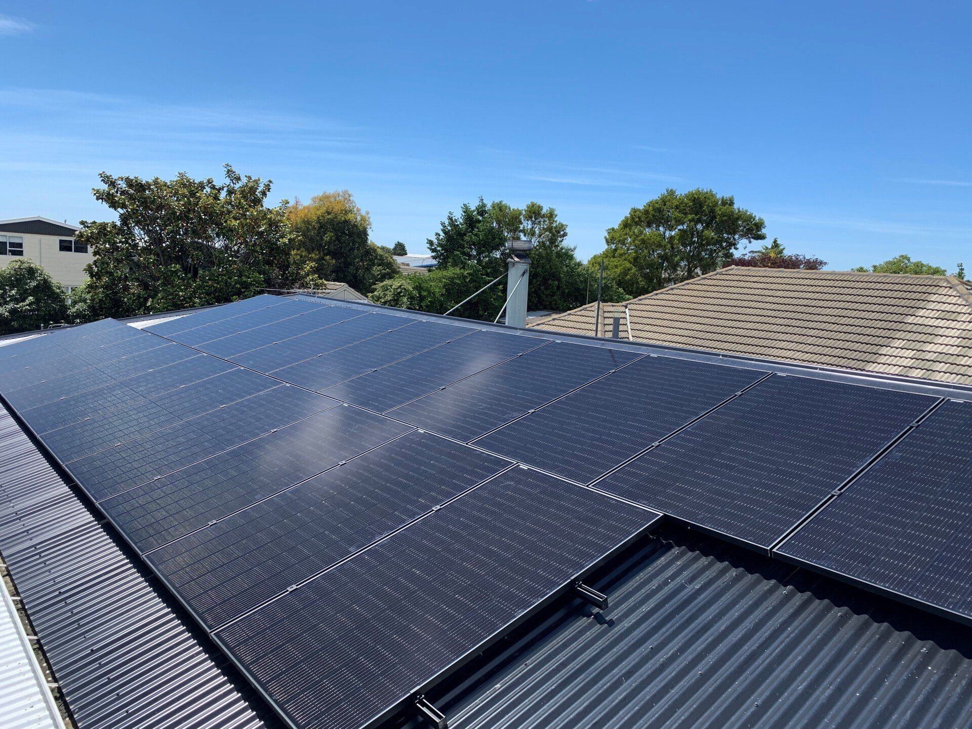 Solar panels on residential roof