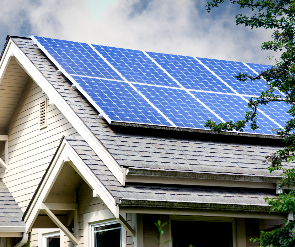 Solar panels on residential roof