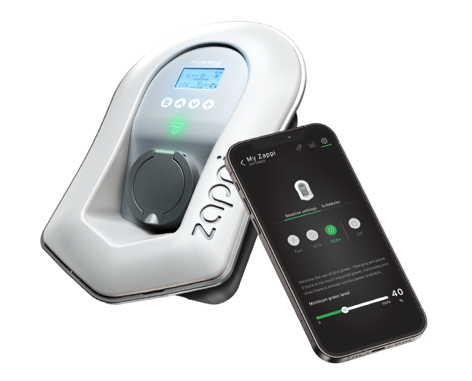 Zappi EV charging unit with mobile app