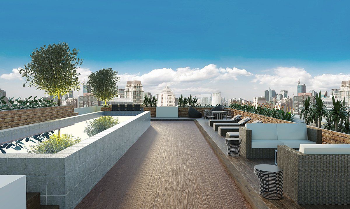 Rooftop lounge with city skyline views at The Belamy House Makati