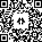 QR code with two black stylized trees pointing upwards in the center.