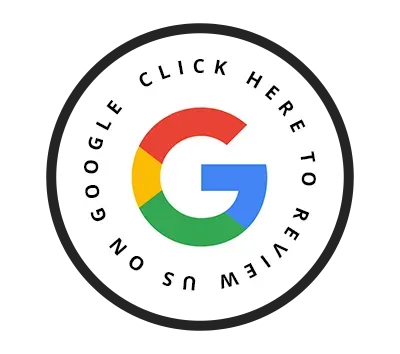 Google review button. Circular design with Google logo and