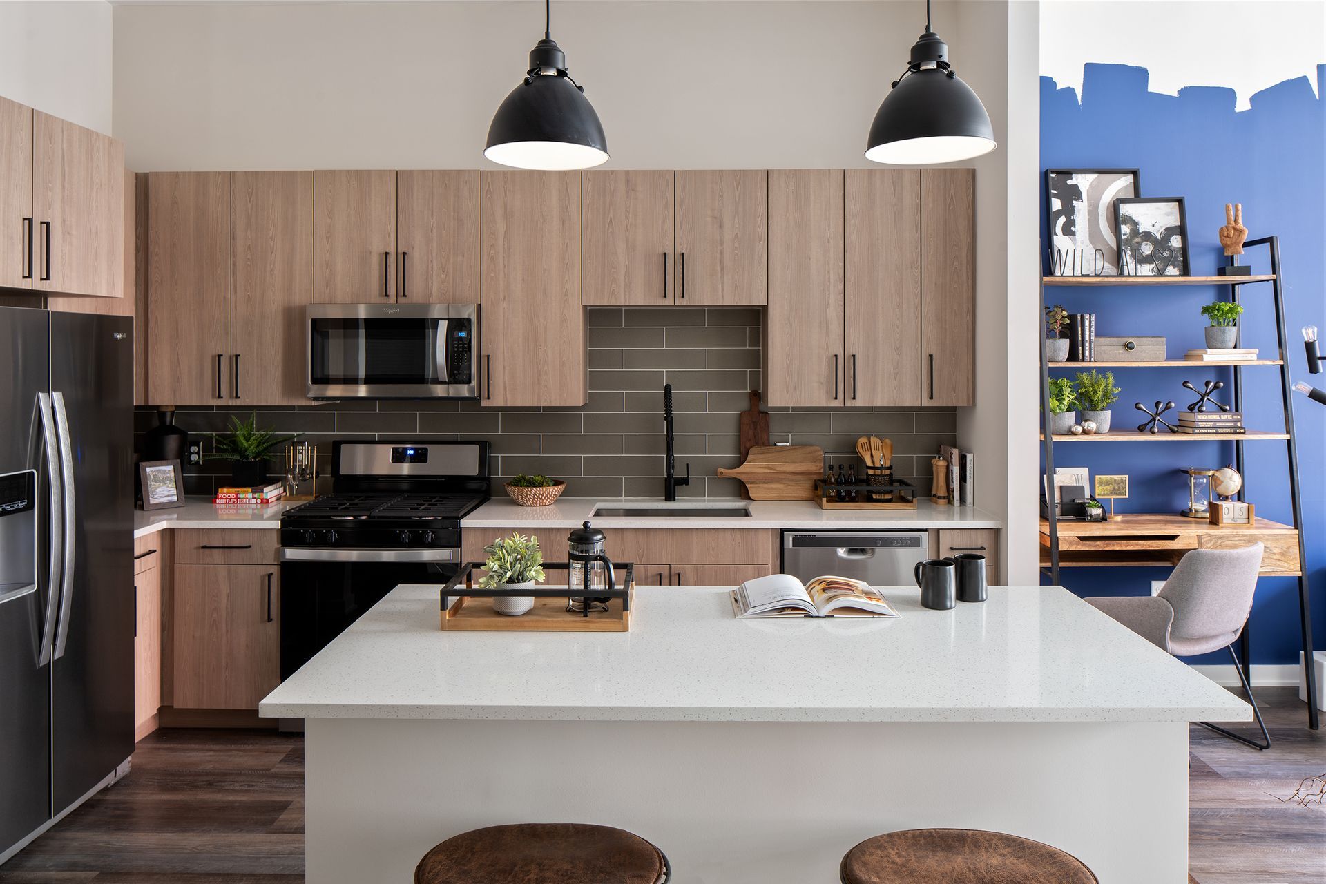 Modern kitchen with oversized island.