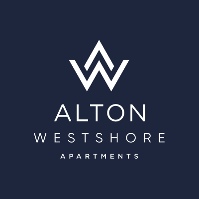Alton westshore apartments logo on a dark blue background