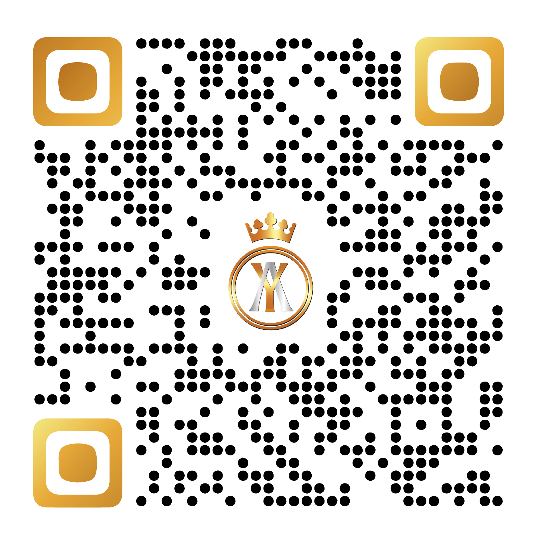 A qr code with a crown on it on a white background.