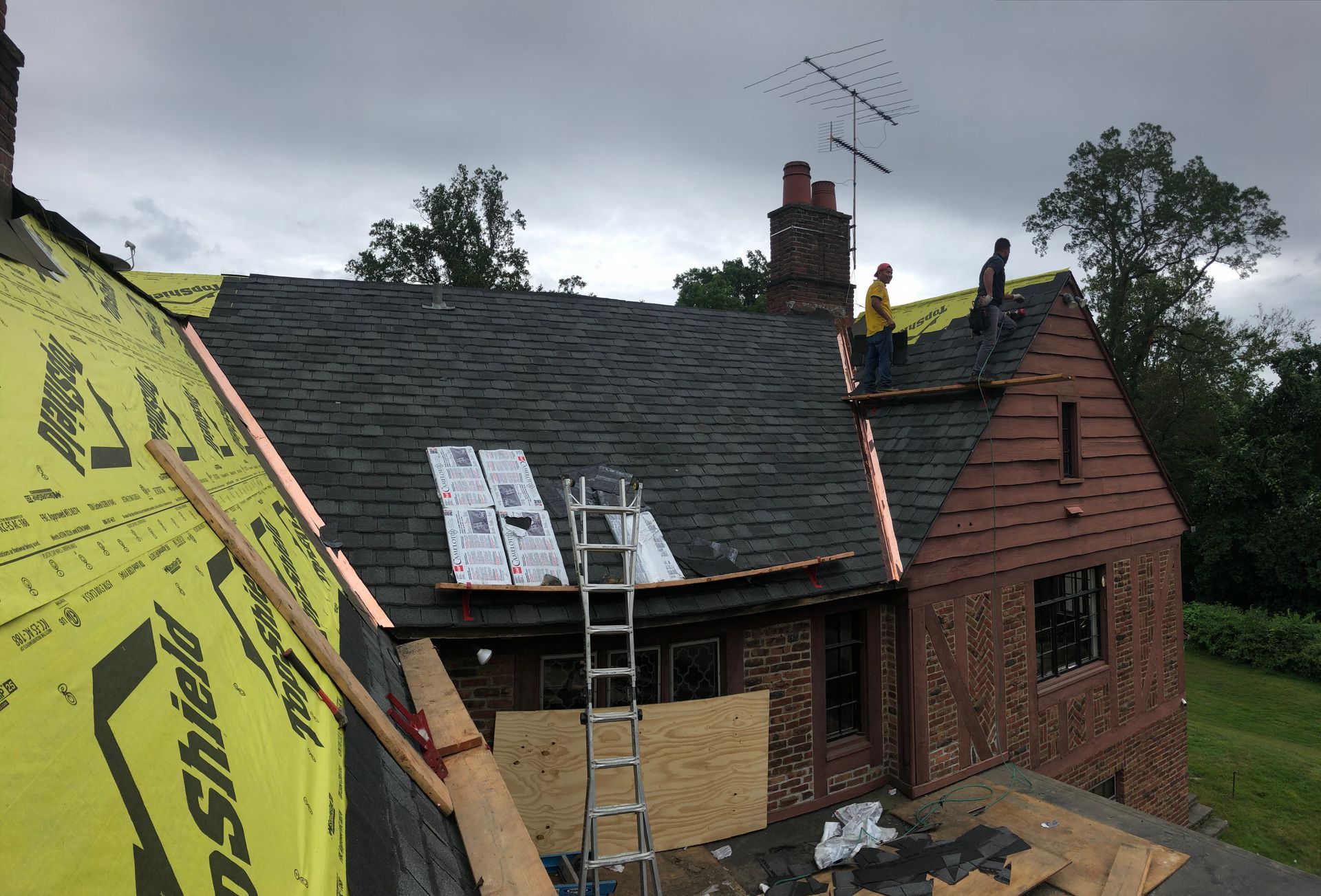 Slate roof replacement and chimney repair CT by Executive Homes LLC