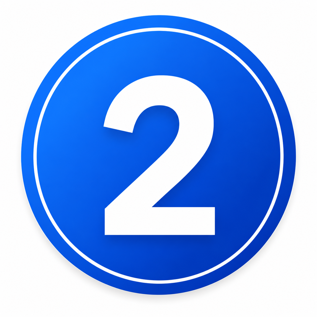 Yellow circular button with the number 2 in white