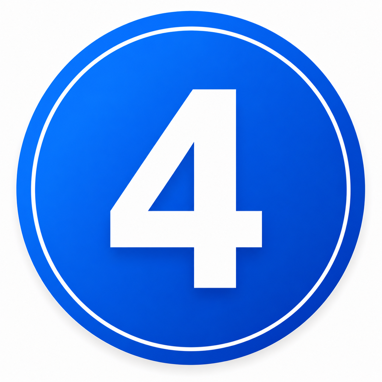 Yellow circular badge with a white number 4 in the center