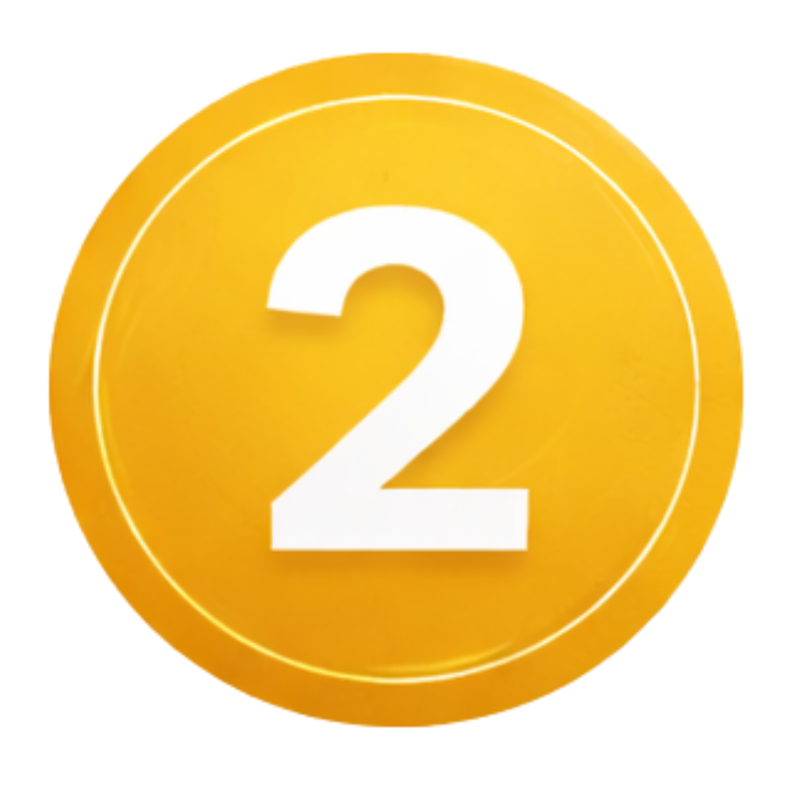 Yellow circular badge with the number 2 in white