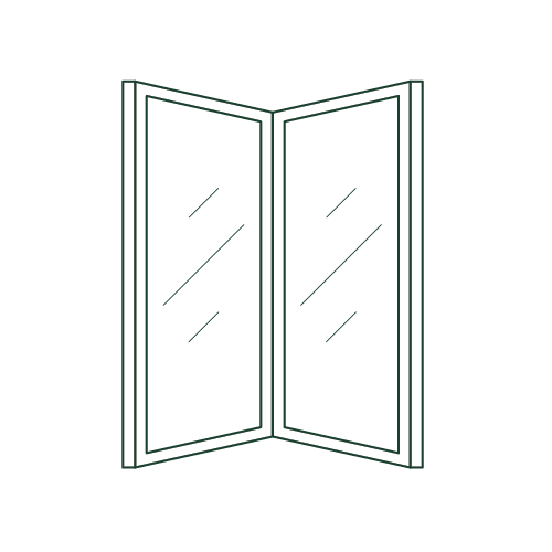 A black and white drawing of a sliding glass door.
