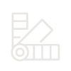 A line icon of a palette of colors on a white background.