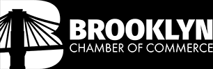 A black and white logo for the brooklyn chamber of commerce