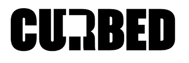 The word curbed is written in black on a white background.