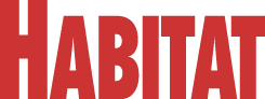 The word habitat is written in red on a white background.