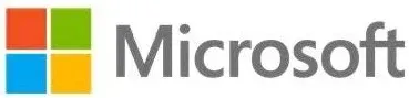 Microsoft logo with four colored squares and gray wordmark