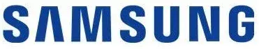 Blue SAMSUNG logo on a white background