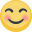 Smiling yellow emoji face with closed eyes and rosy cheeks