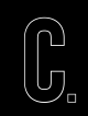 White outlined letter &ldquo;C&rdquo; with a small period on a black background. Citizen gym logo