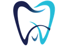 Blue and teal stylized tooth logo.
