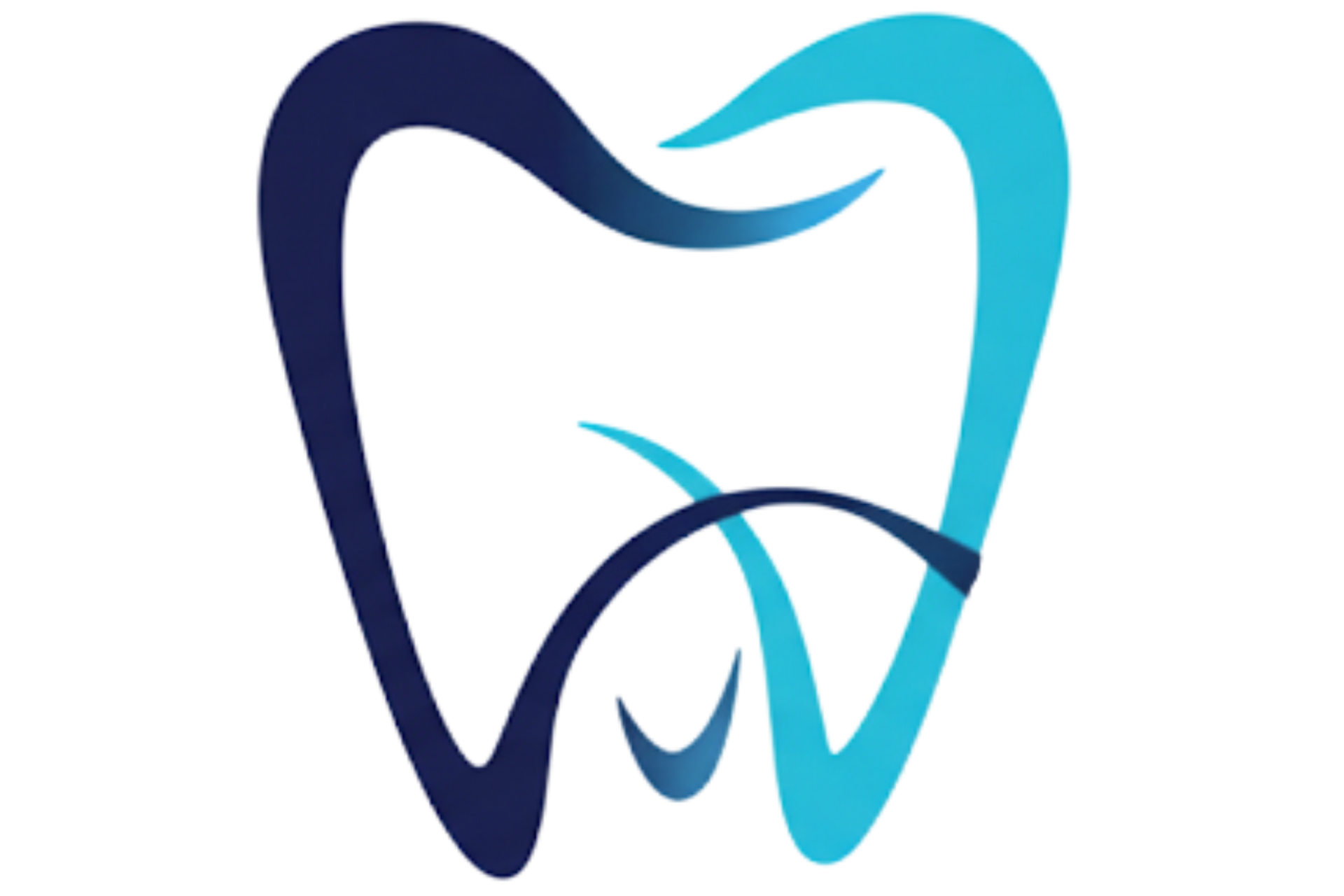 Blue and teal stylized tooth logo.