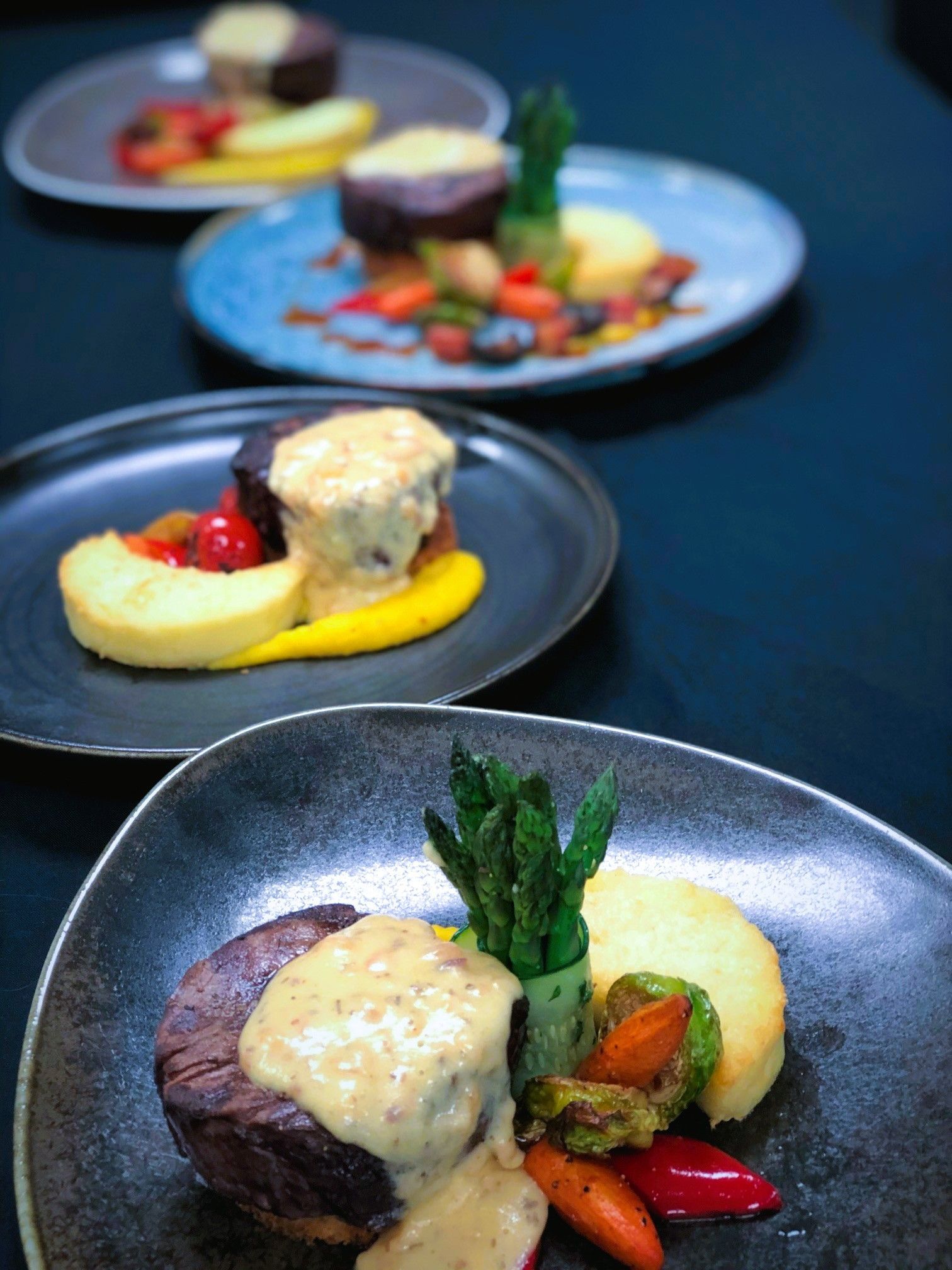 Plated filet mignon in varous styles