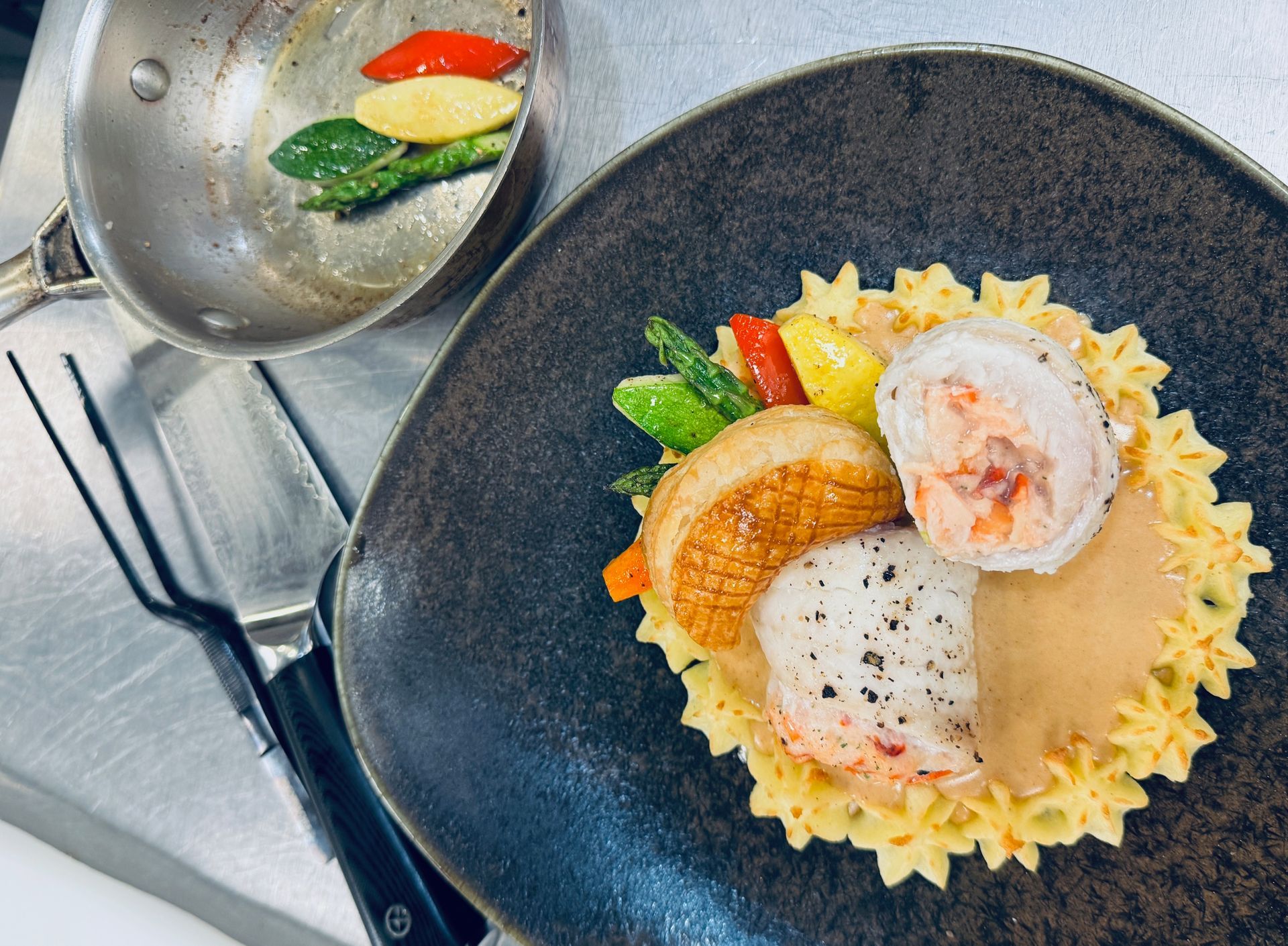 Stuffed Sole with Scallop and Lobster Mousse