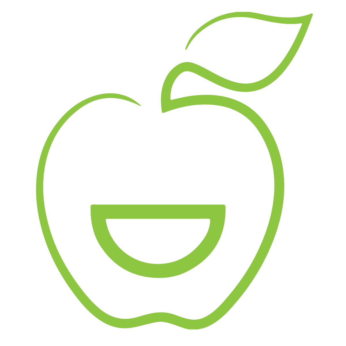 Green apple outline with kangaroo pouch.