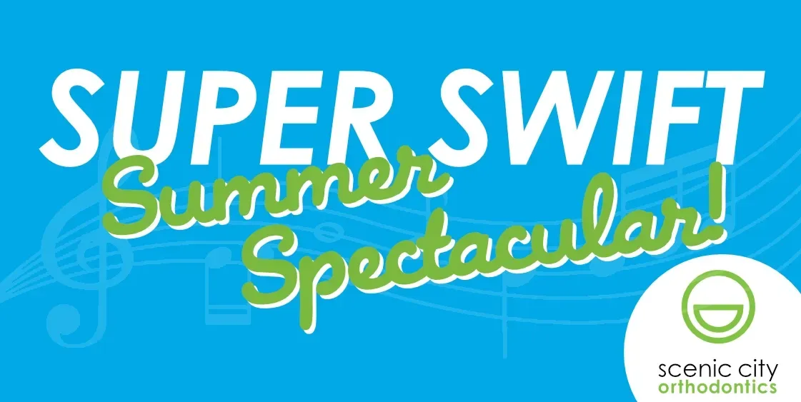 A blue sign that says super swift summer spectacular