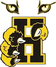 A yellow and black logo with a claw and eyes.