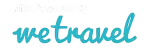 Turquoise handwritten “wetravel” logo on a white background