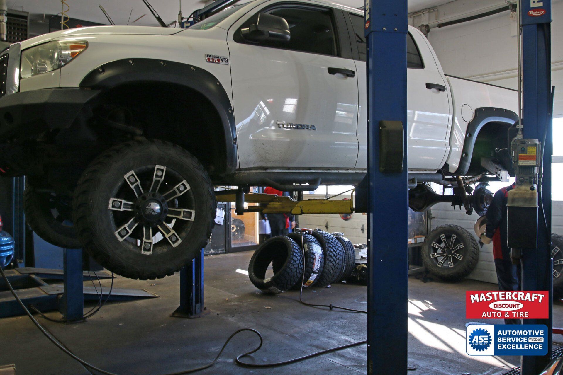 Rotating truck tires at Mastercraft Discount Auto and Tire