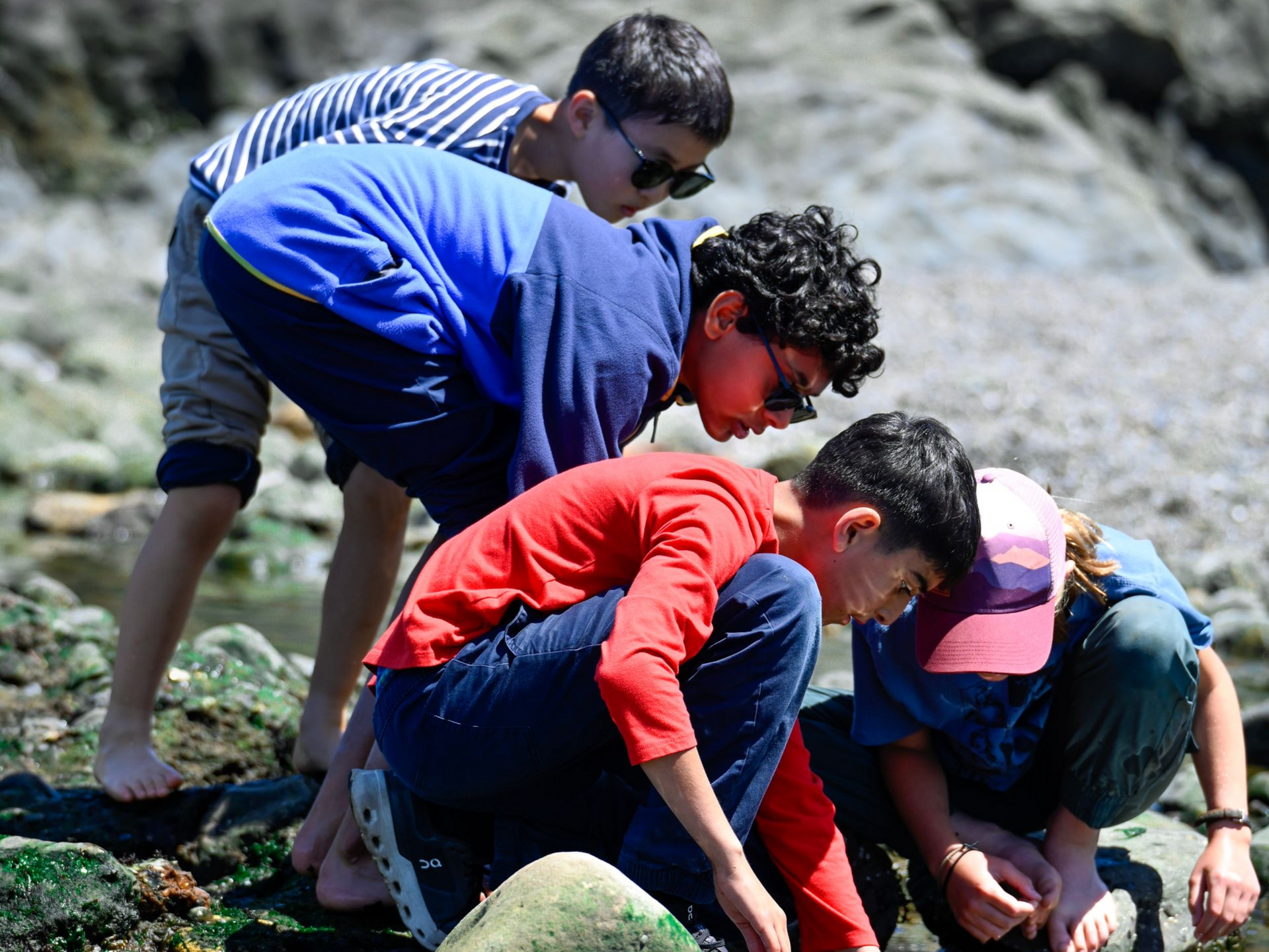 montessori children exploring outside