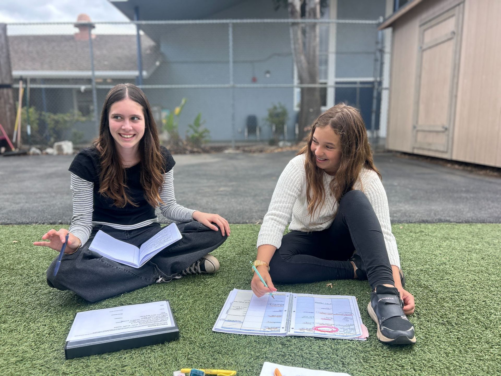 Montessori child working outdoors