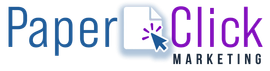PaperClick Marketing logo with blue and purple text and a document icon